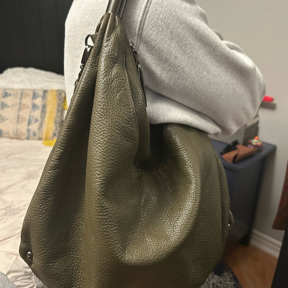 Kenneth Cole Olive Green vegan Leather Hobo Bag